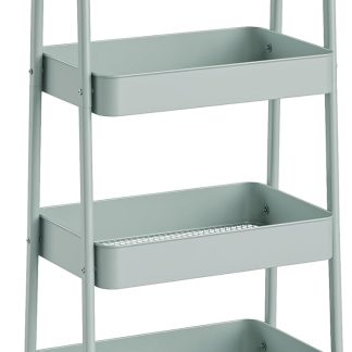 3-Tier Metal Rolling Cart with Lockable Wheels, Heavy Duty Mobile Utility Storage Shelf, Roller Book Snack Cart, Organization for Livingroom, Bathroom, Office, Pink - Green | NEWBULIG