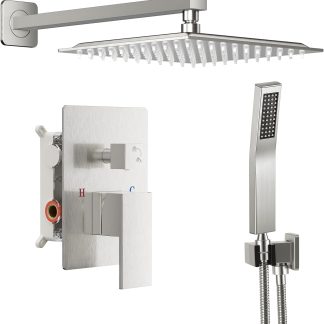 Shower Faucet Set with Handheld, 10 Inch Head, Matte Black - Brushed Nickel | NEWBULIG