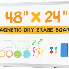 White Board, 48 x 32 Inch Magnetic Dry Erase Board for Wall with 1 Dry Eraser & 2 Multi-Color Markers & 4 Magnetic Pins, Silver Aluminum Frame for Office, Home, School - view 1 of 6 | NEWBULIG