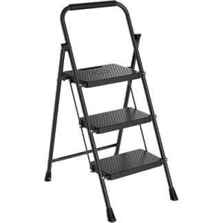 NEWBULIG 3 Step Ladder, Foldable Step Stool with Safety Lock