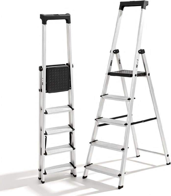 6 Step Ladder, 330lbs Capacity Folding Aluminum Step Stool - view 1 of 6 | NEWBULIG