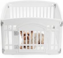 Dog Playpen 4-Panel, 24IN Puppy Playpen, Stable Dog Play Pen Indoors/Outdoor with Secure Locking Door, Plastic Pet Fence for Small & Medium Dogs - view 1 of 6 | NEWBULIG