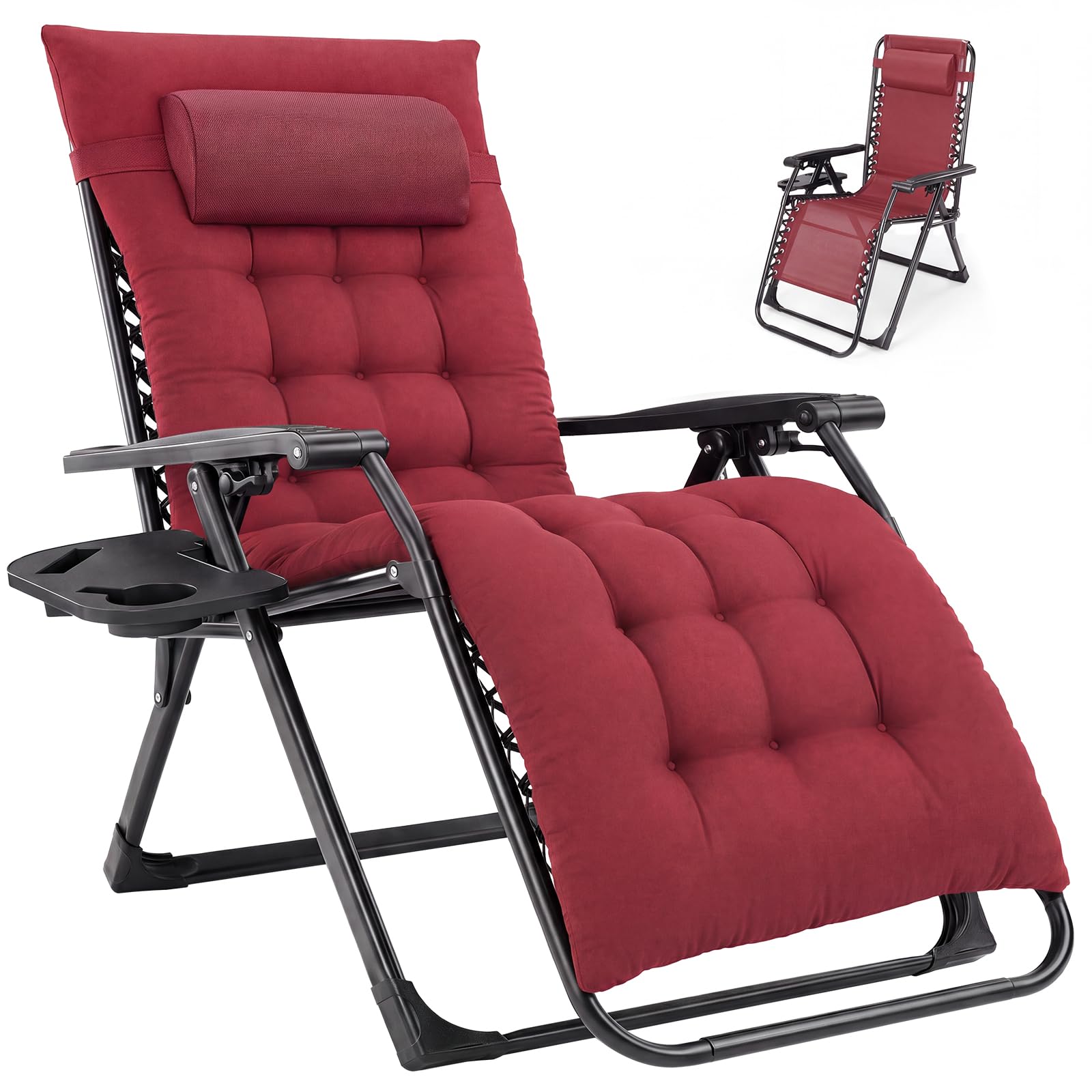 NEWBULIG Zero Gravity Chair, Folding Patio Recliner with Cup Holder Trays