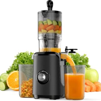 Juicer Machine, 4.25 Inch Feed Chute Cold Press Juicer, Black - Black | NEWBULIG