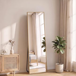 Full Length Floor Mirror, Body Standing Wall Mirror - Gold-rect | NEWBULIG