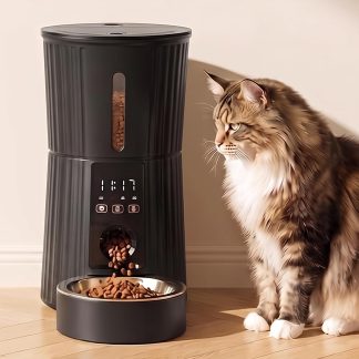 Automatic Cat Feeder for 2 Pets 6L Dog Food Dispenser, White - Pure Black | NEWBULIG