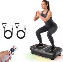 Vibration Plate Exercise Machine for Whole Body Workout, Vibrating Shaker Platform with Remote & Pull Ropes for Weight Loss Fat Burner, Home Gym Fitness Equipment, Black - view 1 of 6 | NEWBULIG