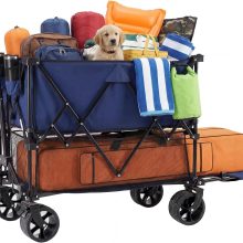 Double Decker Foldable Wagon Cart Heavy Duty, 440lbs, Blue - view 1 of 6 | NEWBULIG