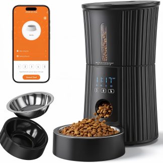 Automatic Cat Feeder with APP 4L Small Dog Food Dispenser, Black - Matte Black | NEWBULIG