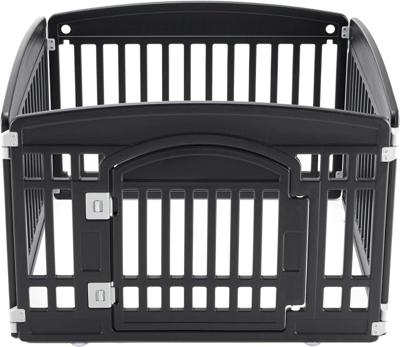 Dog Playpen 4-Panel, 24IN Puppy Playpen, Stable Dog Play Pen Indoors/Outdoor with Secure Locking Door, Plastic Pet Fence for Small & Medium Dogs - view 1 of 6 | NEWBULIG