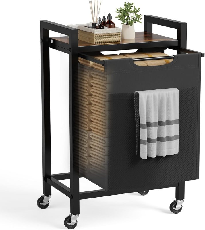 Laundry Hamper with Lid, 29 Gallon (110L) Wicker Clothes Basket, Double Woven Clothes Basket Organizer for Bedroom, Bathroom & Laundry Room, Grey - view 1 of 6 | NEWBULIG