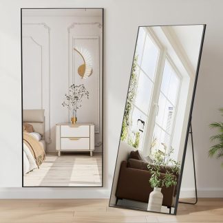 Full Length Floor Mirror, Body Standing Wall Mirror - Black-rect | NEWBULIG