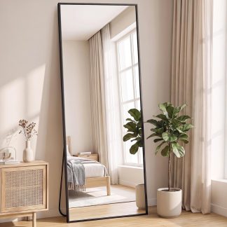 Full Length Floor Mirror, Body Standing Wall Mirror - Black-rect | NEWBULIG