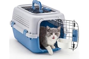 NEWBULIG 23 Inch Hard-Sided Dog Carrier for Small Dogs & Cats, Grey & Blue