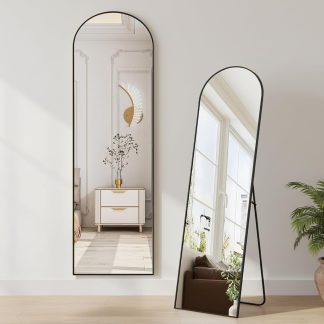 Full Length Floor Mirror, Body Standing Wall Mirror - Black-arched | NEWBULIG