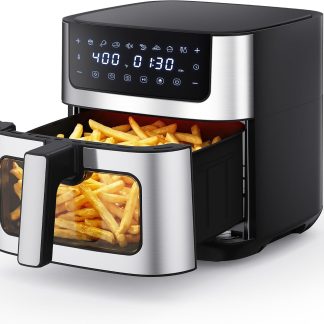 Air Fryer 6.34QT Airfryer with Visible Window, Stainless Steel - Black | NEWBULIG