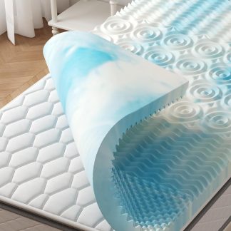 2 Inch Full 5-Zone Cooling Gel Memory Foam Mattress Topper - Blue | NEWBULIG
