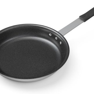 Nonstick Frying Pan, 14 Inch Heavy-Gauge Aluminum Skillet with Ceramic Nonstick Coating & Stainless Steel Base for Induction, Electric, Gas, Oven Safe, Red Hanging Handle - Black | NEWBULIG