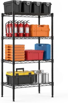 5-Tier Wire Storage Shelves, 200 lbs Heavy Duty Steel Rack, Black - view 1 of 6 | NEWBULIG