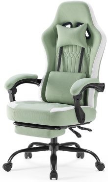Computer Gaming Desk Chair, Big Tall Ergonomic Lumbar Support with Flip-up Armrest and 360 Degree Swivel Wheels, PU Leather Height Adjustable, for Home and Office, Grey - view 1 of 6 | NEWBULIG