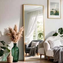 64×21 Inch Full Length Mirror, Full Body Standing Mirror, Black - view 1 of 6 | NEWBULIG