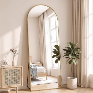Full Length Floor Mirror, Body Standing Wall Mirror - Gold-arched | NEWBULIG
