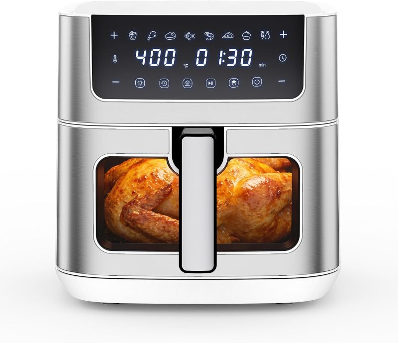 Air Fryer 6.34QT Airfryer with Visible Window, 400F Fast Heating Stainless Steel Air Fryers Oven with Nonstick and Dishwasher-Safe Basket, 8-in-1 Cooking Preset with Timer Auto-Off - view 1 of 6 | NEWBULIG