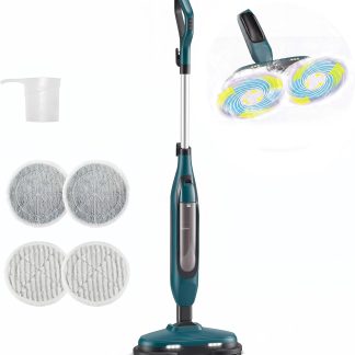 Scrub & Steam Mop for Floor Cleaning with Dual Rotating Mop Pads - Dark Green | NEWBULIG