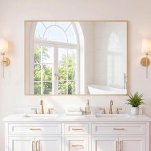 30 x 36 Inch Gold Rectangle Bathroom Mirror for Wall, Modern Wall Mirror with Metal Frame, Tempered Glass, Vanity Mirror for Over Sink, Entryway, Living Room, Anti-Rust, Horizontal or Vertical - view 1 of 6 | NEWBULIG