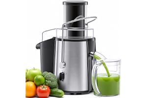 NEWBULIG Centrifugal Juicer, 3 Inch Feed Chute Juicer Machine, Silver