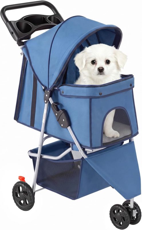 Foldable 3 Wheel Pet Stroller for Dogs and Cats - view 1 of 6 | NEWBULIG