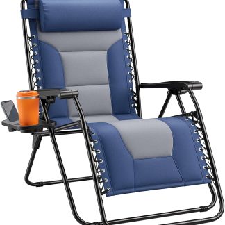 Zero Gravity Chairs Set of 2, Folding Lounge Recliner Chair - Matte Blue | NEWBULIG