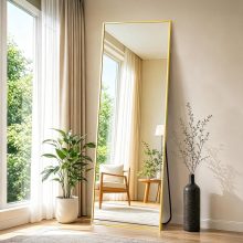 64×21 Inch Full Length Mirror, Full Body Standing Mirror, Black - view 1 of 6 | NEWBULIG