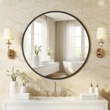 28-Inch Round Wall Mirror, Bathroom Wall Circle Mirror - view 1 of 6 | NEWBULIG