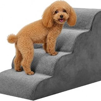 NEWBULIG 4-Step Dog Stairs, 20 Inch H Dog Steps for Sofa and Chair, Grey