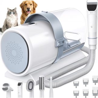 Pet Grooming Vacuum Kit for Cats and Dogs, 2.5L Dust Cup - White | NEWBULIG