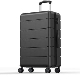 20 Inch Carry on Luggage, Hard Shell Suitcase, Pink - Black | NEWBULIG