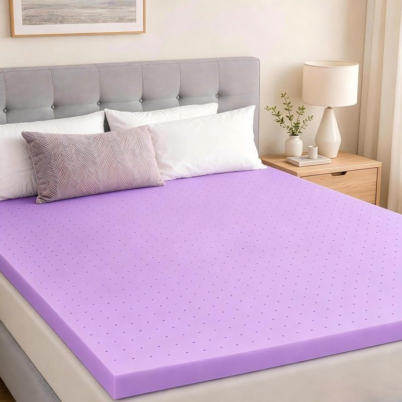 1.5 Inch Queen Cooling Gel Memory Foam Mattress Topper, Purple - view 1 of 6 | NEWBULIG