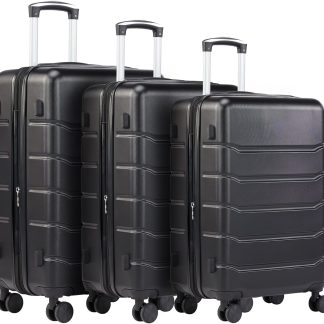 20 Inch Carry On Luggage, Suitcase with Spinner Wheels - Black | NEWBULIG