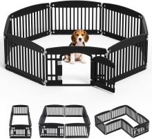Dog Playpen 4-Panel, 24IN Puppy Playpen, Stable Dog Play Pen Indoors/Outdoor with Secure Locking Door, Plastic Pet Fence for Small & Medium Dogs - view 1 of 6 | NEWBULIG