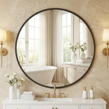 28-Inch Round Wall Mirror, Bathroom Wall Circle Mirror - view 1 of 6 | NEWBULIG