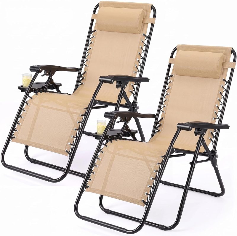 Zero Gravity Chairs Set of 2, Folding Lounge Recliner Chair - view 1 of 6 | NEWBULIG