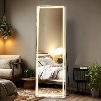 59.1×15.7 Inch Full Length Mirror, Full Body Mirror, Gold - White-rectangular-led | NEWBULIG