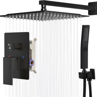 Shower Faucet Set with Handheld, 10 Inch Head, Matte Black - Matte Black | NEWBULIG