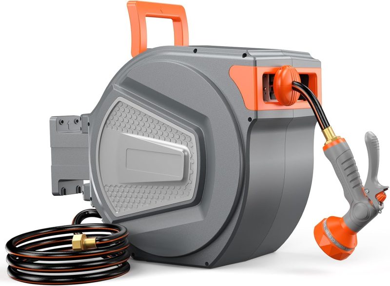 Garden Hose Reel, 1/2 x 130 ft Retractable Heavy Duty Water Hose - view 1 of 6 | NEWBULIG