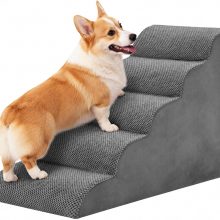 4-Step Dog Stairs, 20 Inch H Dog Steps for Sofa and Chair, Grey - view 1 of 6 | NEWBULIG