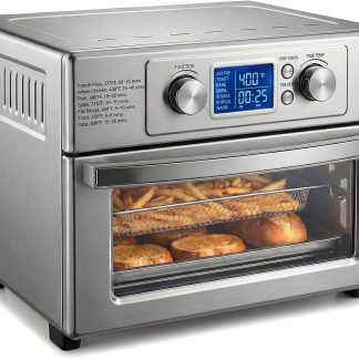 23QT Smart Touch Air Fryer Toaster Oven, Multi-Function Electrical Air Fryer Oven Combo, 7-IN-1 Steel Countertop Oven, 1800W Power, 120-Minute Timer, Convection, LCD Display - Silver | NEWBULIG