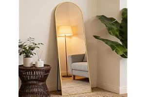 NEWBULIG 59x16 Inch Arched Full Length Mirror, Full Body Floor Mirror, Gold