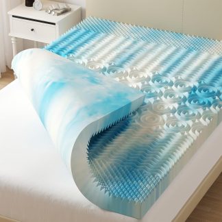 2 Inch Full 5-Zone Cooling Gel Memory Foam Mattress Topper - Blue | NEWBULIG