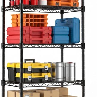 5-Tier Wire Storage Shelves, 200 lbs Heavy Duty Steel Rack, Black | NEWBULIG
